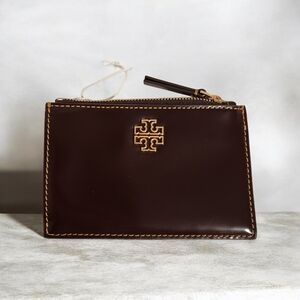 Tory Burch Brown Leather Card Holder